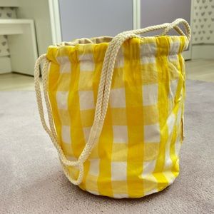 Meri Meri Yellow Cotton Vichy Bucket Bag. Child.